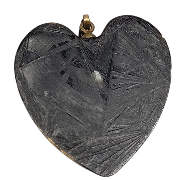 Heart Shaped Floating Gold MOP Pendant Translucent Semi Precious Flakes - Picture 4 of 7